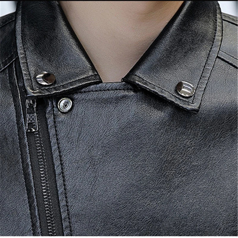 RUELK Jesenski Nova jakna od umjetne kože, tanka muška moda jakna-aviator dugi rukav, тренч, muška odjeća M-4XL Slika  5