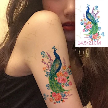 Vodootporne Privremena Tetovaža Naljepnica Cvijet Pauna Lažna Tetovaža Cool Flash-Tattoo Tetoviranje Privremeni Body art za Djevojčice Žene muškarce