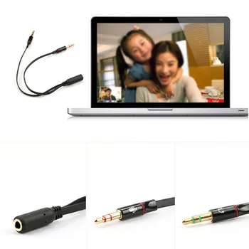 3,5 mm Crna Slušalica Za slušalice Audio Micphone Y Razdjelnik Adapter od 1 žene do 2 ljudi Spojen Kabel za Prijenosno RAČUNALO