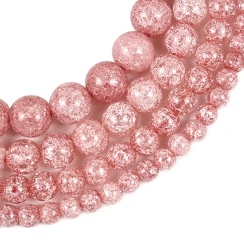 Prirodni Kamen Pink-pink Kristalne Perle s pukotinama 15
