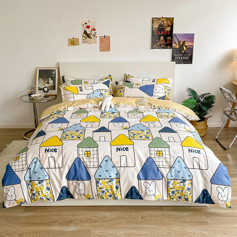 Noćenje menta mačka skup srce deka setovi cijela posteljina Dunja setovi posteljinu kraljica king size krevetu skupa je jedan Kawai Slika  1