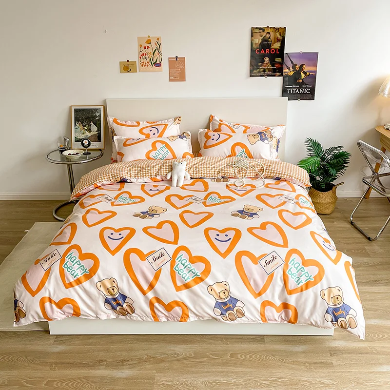 Noćenje menta mačka skup srce deka setovi cijela posteljina Dunja setovi posteljinu kraljica king size krevetu skupa je jedan Kawai Slika  3