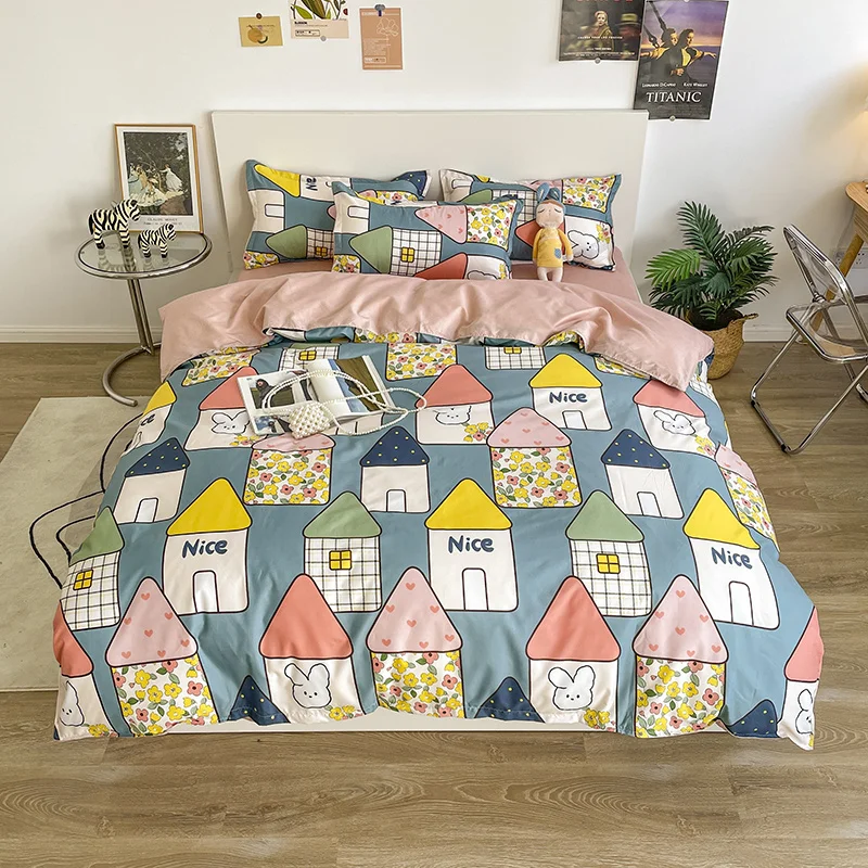Noćenje menta mačka skup srce deka setovi cijela posteljina Dunja setovi posteljinu kraljica king size krevetu skupa je jedan Kawai Slika  4