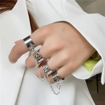 Podesiva Cool prsten s lancem u stilu punk Višeslojne Prsten u stilu hip-hop s otvorenim prstom Skup muških prstena od legure za žene Darove za stranke Nakit