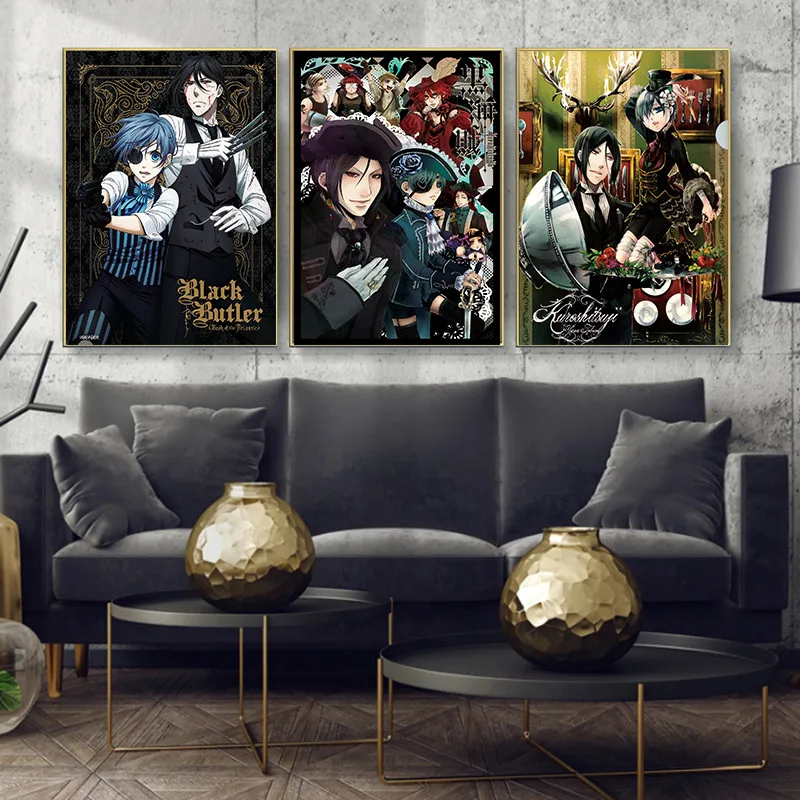 Anime Plakat Japan Anime Crna Batler Bijeli Plakati presvučeni Papira s uzorkom za uređenje Bara i Trgovine Moderni Kućni dekor Slika  5