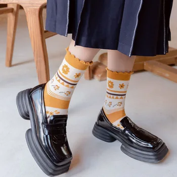 čarape s ukrašen držači rešetkasta crtani prugasta харадзюку japanski модница meias slatka сутулые cool čarape za žene kawaii calcetines