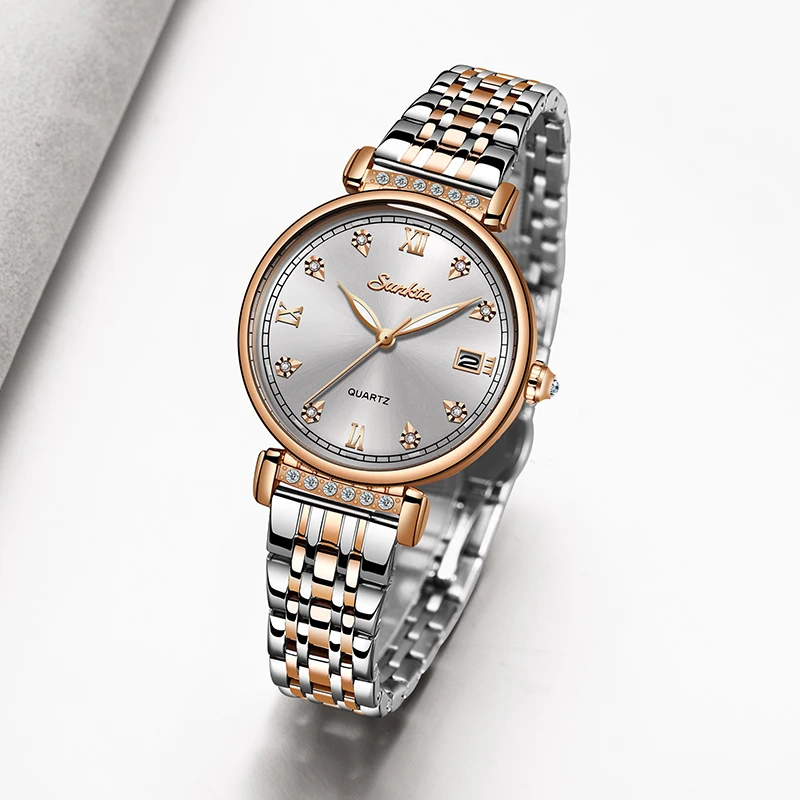SUNKTA Rose gold Bijeli satovi Poslovni kvarcni satovi Ženski Top Brand Luksuzni Ženski ručni sat za djevojčice Sat Relogio Feminin Slika  1