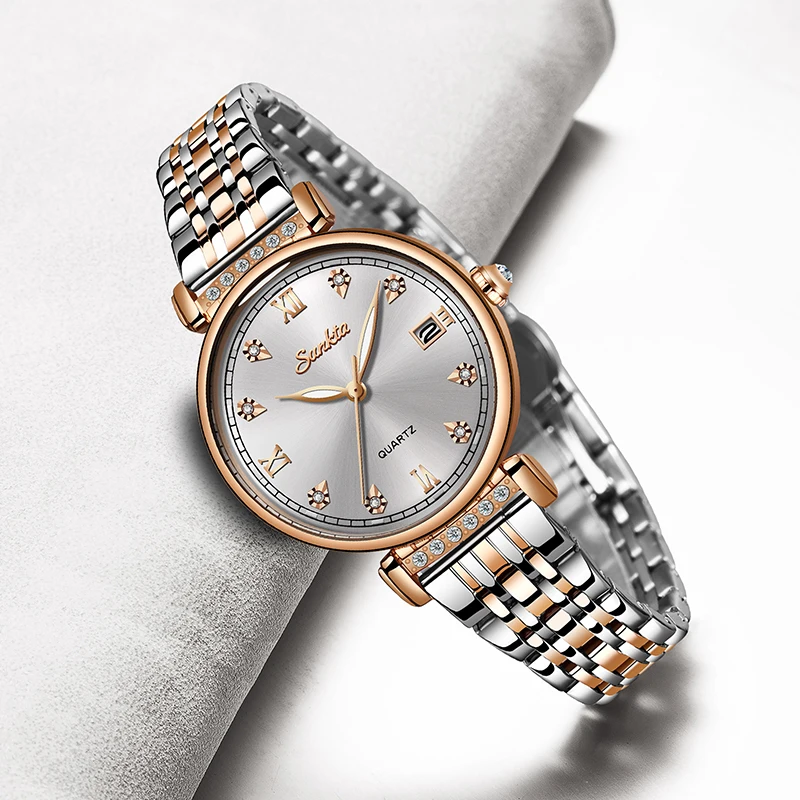 SUNKTA Rose gold Bijeli satovi Poslovni kvarcni satovi Ženski Top Brand Luksuzni Ženski ručni sat za djevojčice Sat Relogio Feminin Slika  4