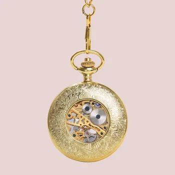 8935 Zlatna gusta umetnut bojama zlatne stare rimske vage koje ostavljaju zaslonom džepni sat klasične mehaničke džepni sat