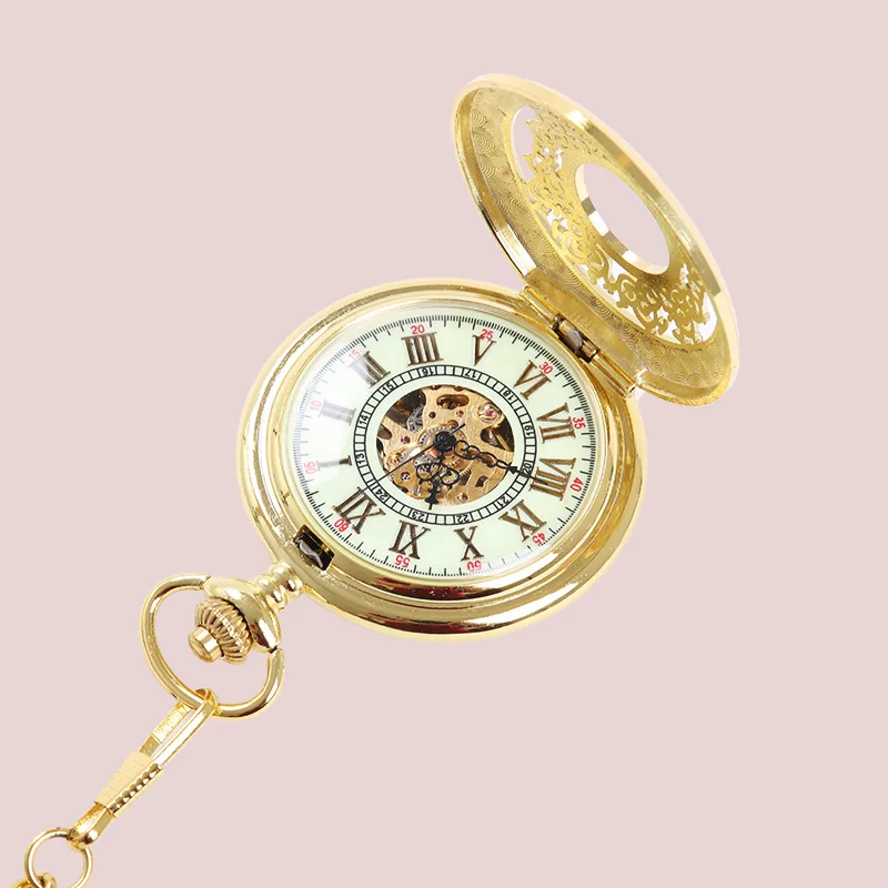 8935 Zlatna gusta umetnut bojama zlatne stare rimske vage koje ostavljaju zaslonom džepni sat klasične mehaničke džepni sat Slika  1