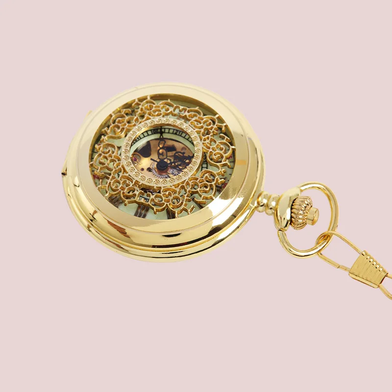 8935 Zlatna gusta umetnut bojama zlatne stare rimske vage koje ostavljaju zaslonom džepni sat klasične mehaničke džepni sat Slika  2