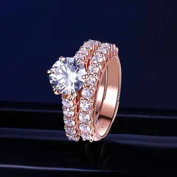 Nove ženske Vjenčano Prstenje Od Srebra i Zlata Skup Klasičnih Angažman Prsten Okrugli Rez Cz 5-10