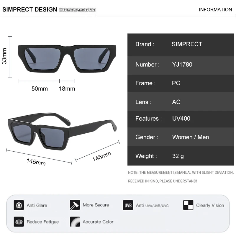 SIMPRECT Mali pravokutni sunčane naočale Za žene 2021 Luksuzne marke dizajn trg Sunčane naočale Modni Berba nijanse za žene oculos Slika  1