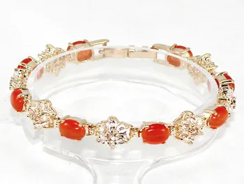 2 smještajna na veliko prodaju narančaste opal 18kgp/посеребренный narukvica-lanac modni nakit #b22
