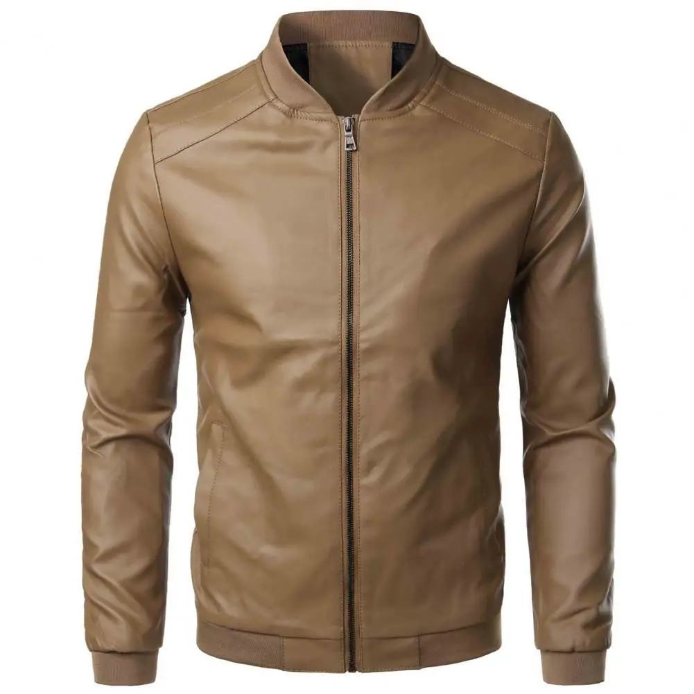 Muška kožna jakna s ovratnikom-otpornog Jakne i kapute Jednostavna jakna Jednostavan stil Jakna od umjetne kože za muškarce chaquetas hombre Slika  0