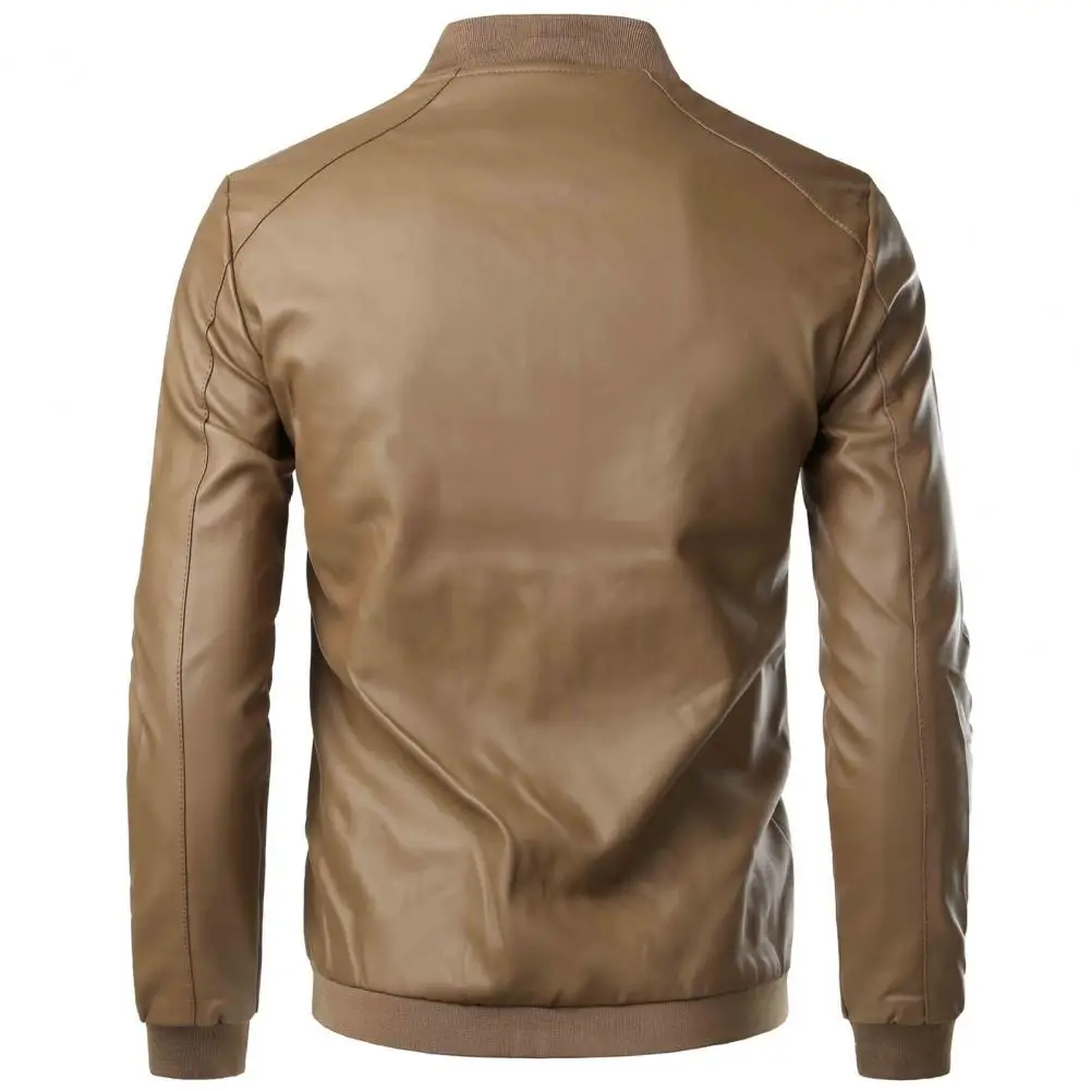 Muška kožna jakna s ovratnikom-otpornog Jakne i kapute Jednostavna jakna Jednostavan stil Jakna od umjetne kože za muškarce chaquetas hombre Slika  2