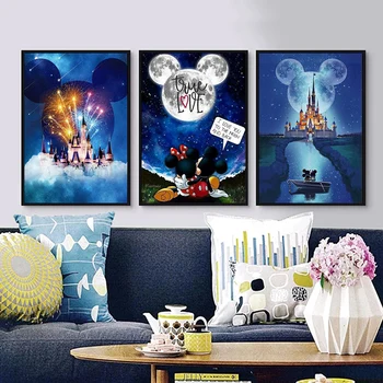Disney Dvorac Platnu Slikarstvo Umjetničko djelo, Crtani film Dvorac Plakata i grafika Zid Umjetnost Slika za Dnevni boravak Home Dekor Poklon
