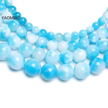Šarene Plavo-bijeli perzijski žada okrugli Kamen Perle za izradu nakita 15