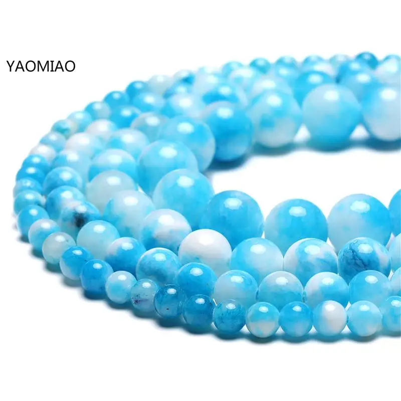 Šarene Plavo-bijeli perzijski žada okrugli Kamen Perle za izradu nakita 15