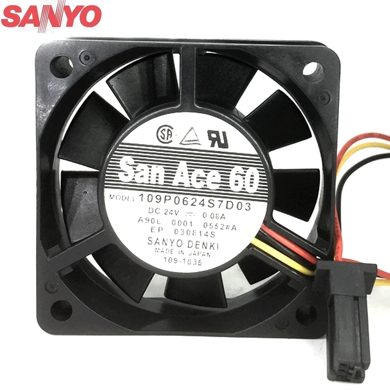 Za Sanyo 109P0624S7D03 A90L-0001-0552#Ventilator 6015 24 0,08 aksijalni ventilator za hlađenje Slika  1