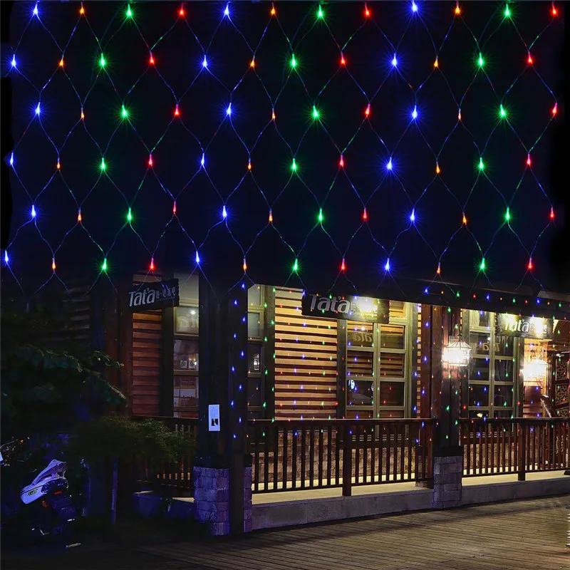 1.5MX1.5M 96 LED Za kuće Na otvorenom Praznik božić Božić Ukrasne Vjenčanje Grid Grid Niz Vila Zavjese Vijence Bend večer svjetla Slika  1