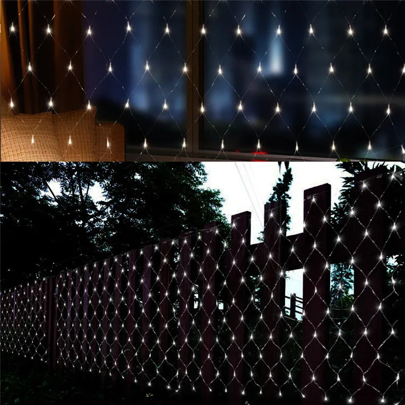 1.5MX1.5M 96 LED Za kuće Na otvorenom Praznik božić Božić Ukrasne Vjenčanje Grid Grid Niz Vila Zavjese Vijence Bend večer svjetla Slika  3