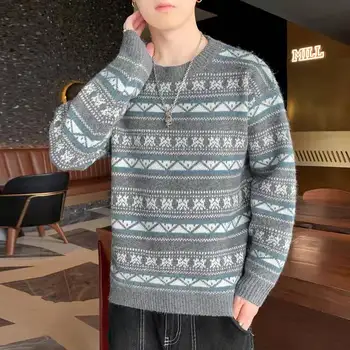 Muški pulover okruglog izreza jesen zima novi džemper Harajuku trendy i casual slobodan džemper dugih rukava pulover