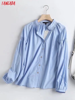 Тангада Za žene Visoke kvalitete Klasicni Plava Slobodna bluzu sa zelenim rukavima košulja dugi rukav Moderan Ženski Svakodnevni Slobodna košulja 4C21