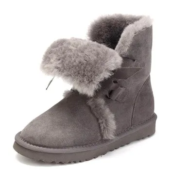 Зашнуруйте kvalitetne ženske zimske čizme od krzna od prave ovčje, Trendy ženske cipele, topla ženska zimska obuća