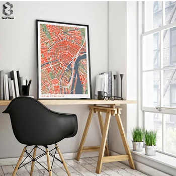 16 Poznati Klasična karta Grada Plakat i Tisak Zidnih Umjetnost Platnu Slikarstvo Pariz Kopenhagen Kartica Madrida Za Dnevni boravak Kućni Dekor