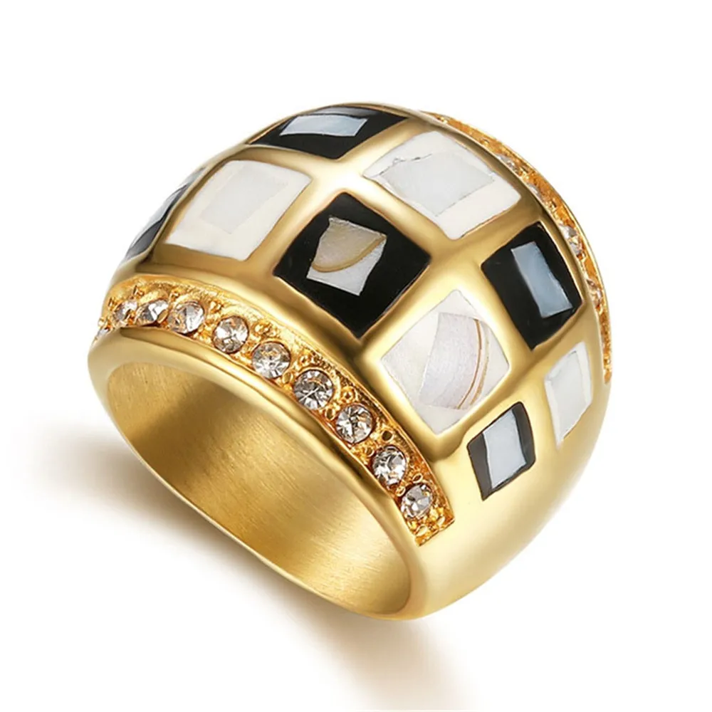 Hip-hop Обледенелое prsten sa granatom Zlatne Boje Od nehrđajućeg Čelika s Цирконием Pretjerana Modni prsten za žene Večernje nakit Дропшиппинг Slika  1