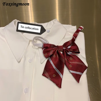 Ženske proljetnim i jesenskim bluze dugih rukava Čvrste bijele majice s kravatom-luk u korejskom, japanskom stilu JK Ženske košulje s отворотами Blusas