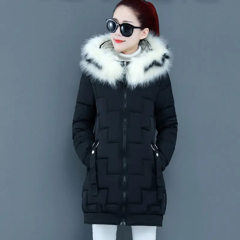 2021 nova jesensko-zimska nova dolje jaknu sa velikim меховым ovratnik za žene srednje dužine, korejski gusta topla хлопковая jakna na obloge Slika  1