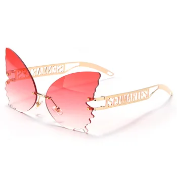 Sunčane naočale rimless s leptir Ženske Luksuzne marke dizajnerske modne prevelike sunčane naočale u stilu steampunk Vintage naočale UV400