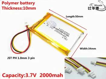 JST PH 1,0 mm 3-pinski kvalitetan 3,7 U,2000 mah 103450 Polymer li-ion / li-ion baterija za tablet PC, GPS,mp3,mp4