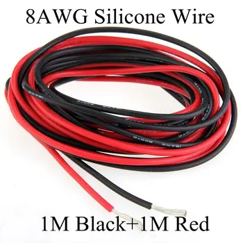 1 M Crni+1 M crvena 8awg fleksibilni silikonski kabel senzor высокотемпературный луженый bakreni kabel silikonska guma žica