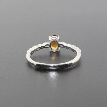 Jednostavno srebro prsten s цитрином za ured lady 4 mm * 6 mm prirodni prsten s цитрином čvrsto srebro 925 sterling, nakit s цитрином, poklon djevojci za rođendan