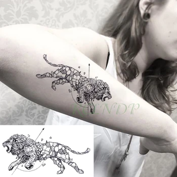 Vodootporne privremena tetovaža lava vlado lisica, vuk kit sova geometrijski bljeskalica životinja tetovaža lažnih tetovaža za djevojčice žene muškarce dijete 7