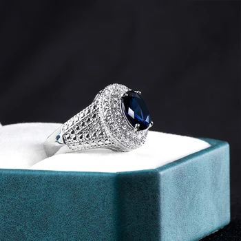 Ženski prsten Bague Ringen Za zaruka Modni Nakit Od Srebra 925 sterling Dragulji Safir Plavi Cirkon Veličina 6-10 Veliko Poklon