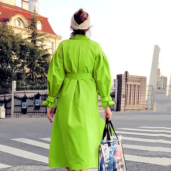2021 Proljeće i Jesen Korejski moda Двубортный ženski тренч srednje duljine s dugim slobodan temperament u britanskom stilu Elegantan kaput