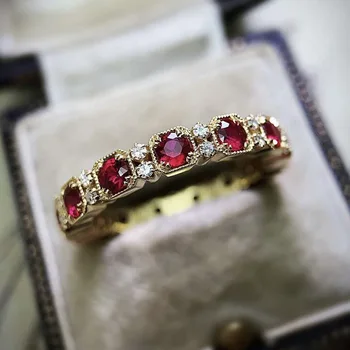 2021 Jednostavne Modne Prsten od crvenog Циркона Zlatne boje Za žene Berba ženski nakit Izjava o Angažmanu Pokloni za Valentinovo