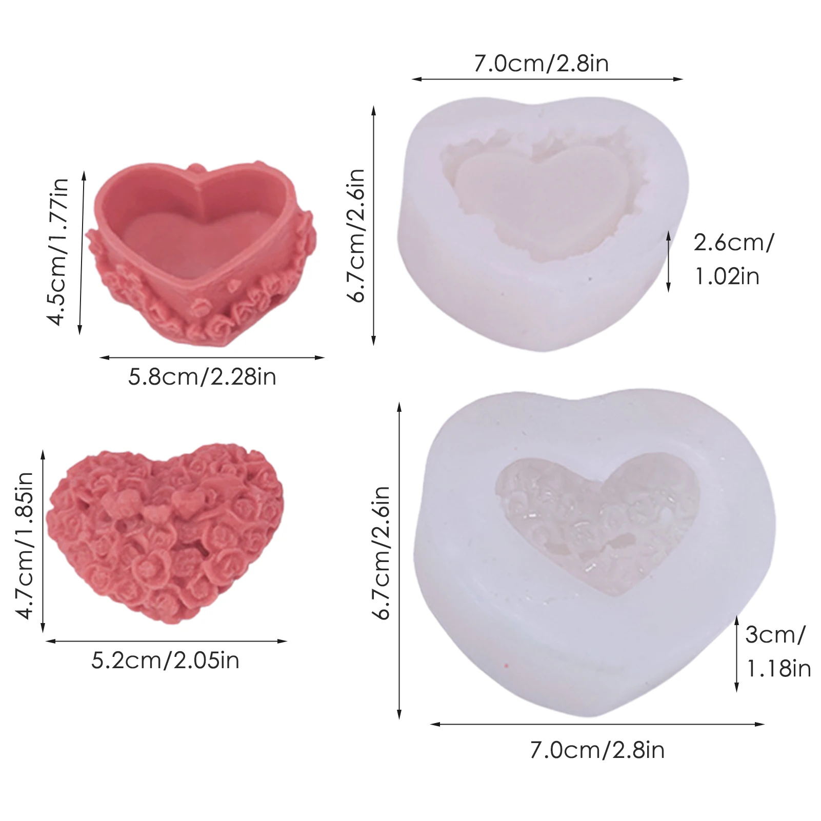 3D Cvijet Ruže Srce Silikonska Forma Za Sapun Smola Svijeća Za Pečenje Mousse od Čokolade Bombona Zgusnuti Kalup Fondan Alata Za ukrašavanje torte Slika  5