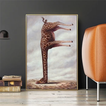 Afrička Životinja Žirafa Luta Po Savani Moderan Smiješno Plakat Slikarstvo Na Platnu Zidni Umjetnička Slika Za Uređenje Dnevnog Boravka