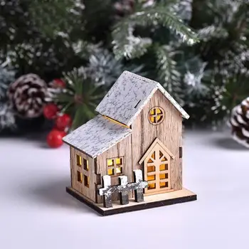 Led Svjetlo Drvena Kuća Osvijetljena Kabina Božić Zima Božić Novi Dom DIY Uređenje Doma Stablo Dar Godinu Sretan J2B2