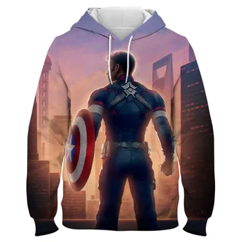 2021 Proljeće muški sportski odijelo Marvel Hero s 3D ispis Kapetan Amerika Ženski veste Негабаритная ulica odjeća Dječja hoodies
