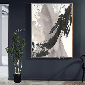 Sažetak Crno - Bijela 3 Kom. Grupa Ulje Na Platnu Dekor-Platna Ručno Oslikana 3 Panel Umjetničke Slike Za Ukrašavanje