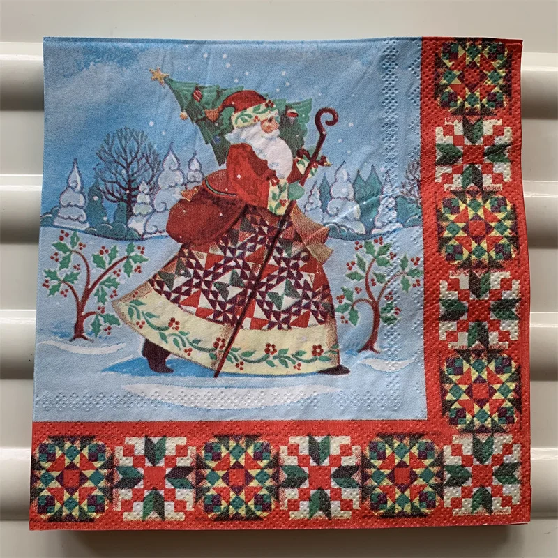 Božićni maramice papir elegantan tkanina Božićni Santa dječje drvce snježni čovjek maramicu декупаж vjenčanje je dan rođenja slatka dekor 20 Slika  3