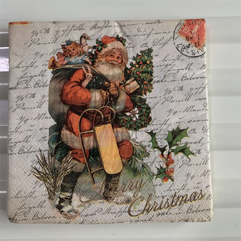 Božićni maramice papir elegantan tkanina Božićni Santa dječje drvce snježni čovjek maramicu декупаж vjenčanje je dan rođenja slatka dekor 20 Slika  5