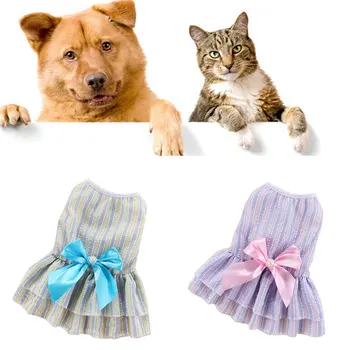 Besplatna odjeća za pse u strip Suknja za kućne ljubimce pse, Malo svježe proljeće-ljeto tanka suknja, haljina za pse, Svakodnevni vertikalni suknja za kućne ljubimce s leptir