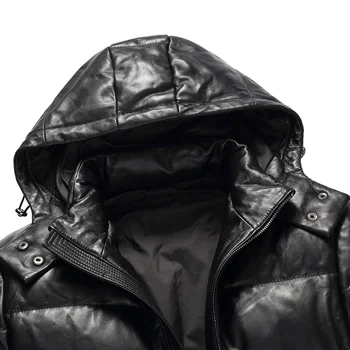 Tcyeek Zimska jakna Od Prave Kože s patke perjem Muška Odjeća 2020 Motocikl Prirodna kožuh Kaput Gospodo dolje jakne s kapuljačom 6